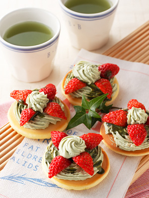 まるのみ茶でミニホットケーキのチーズクリーム